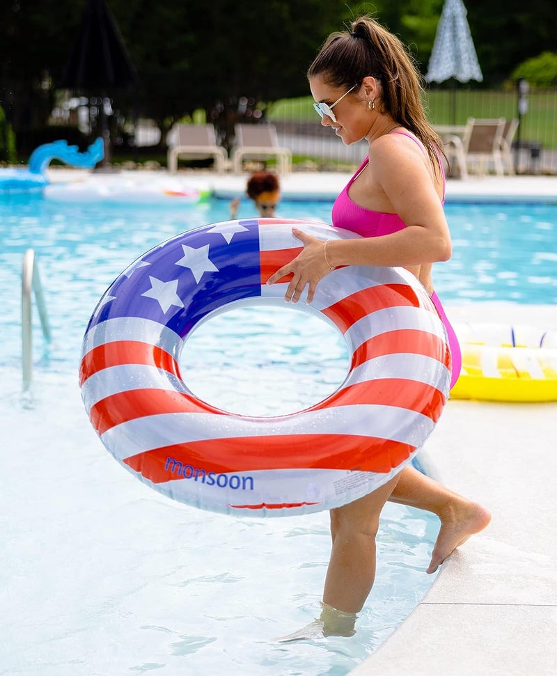 MONSOON [Citrus] 2-Pack Luxury Pool Floats Swimming Float Beach Tube Floaties Ring Tubes - Image 3